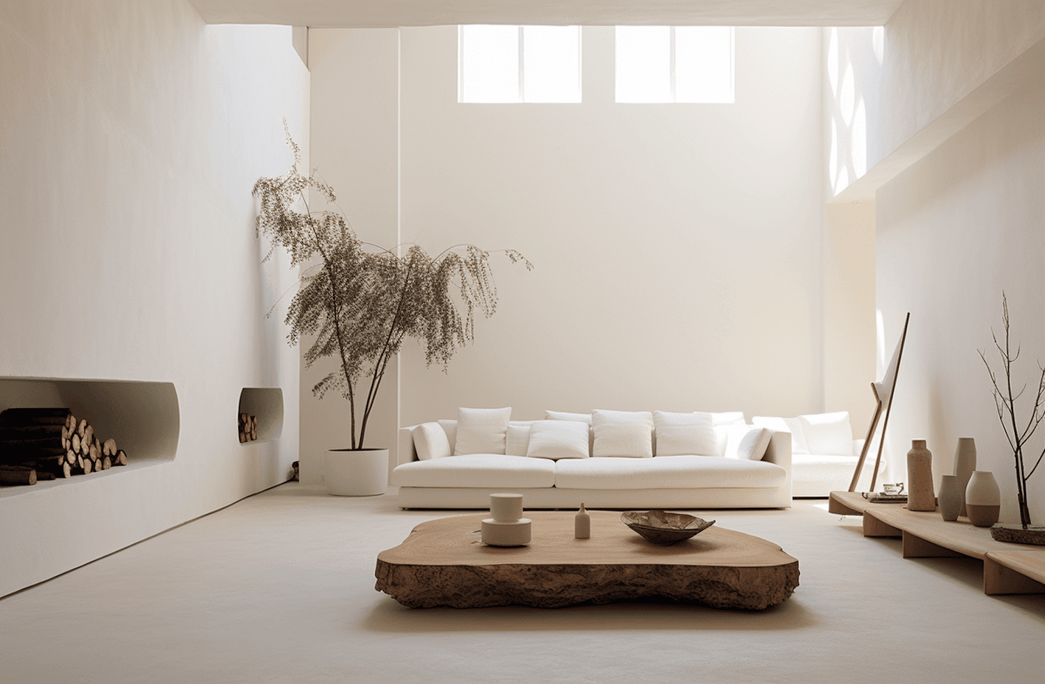 Finished lower level living room with neutral tones and natural light